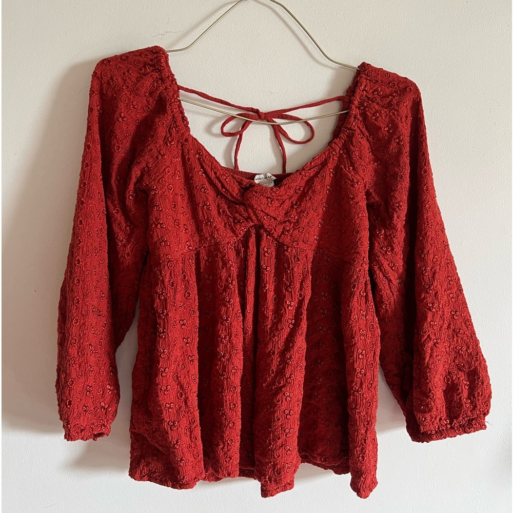 American Eagle burnt orange, on/off shoulder blouse size XS